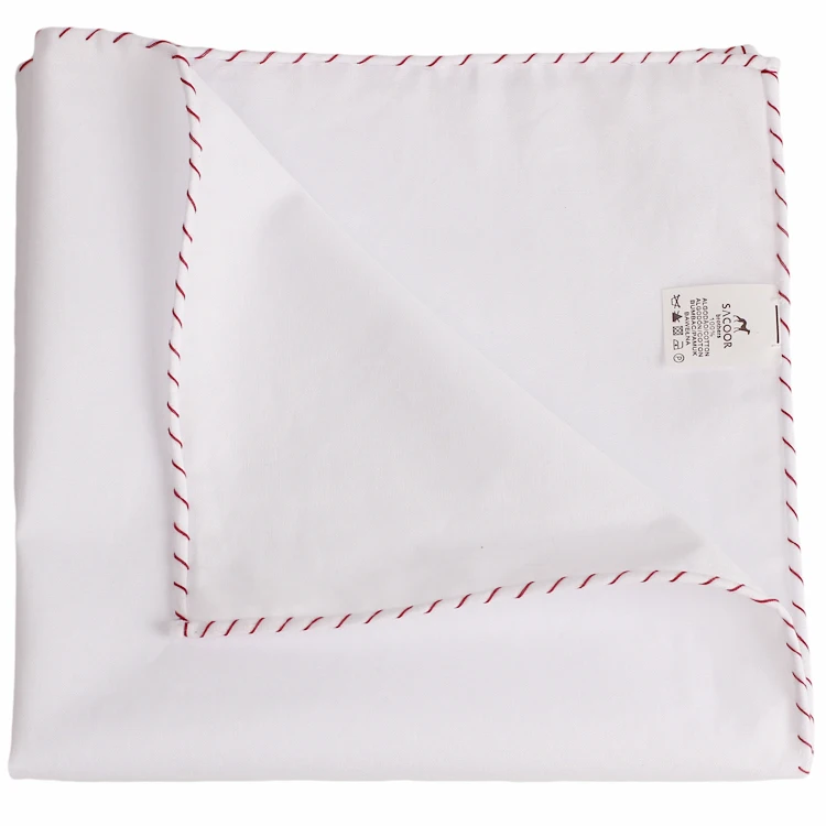 Custom 100% Cotton Handkerchief With Special Rolled Factory Manufacture Suit Accessories Cotton Pocket Square