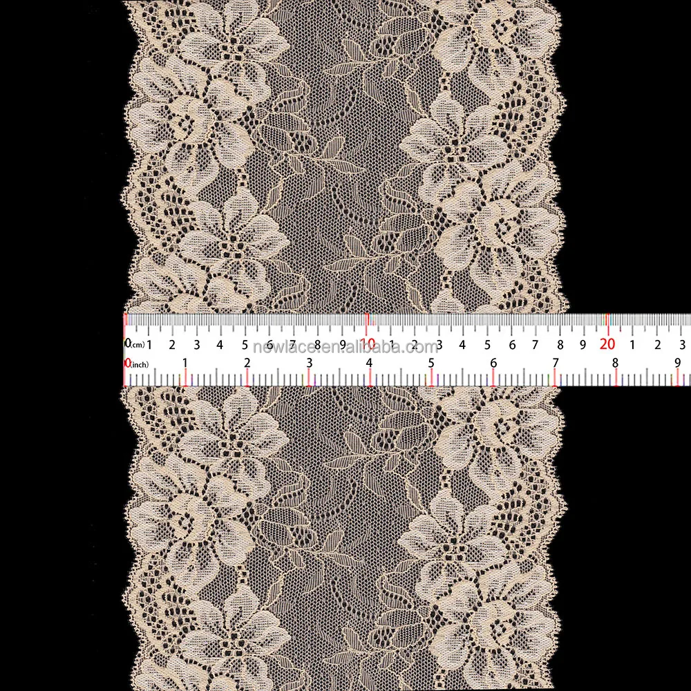 055673 New Design Lingerie Stretch Tulle Elastic Flower Lace Trim for Dress Unique 15 Knitted French Lace Fabric Fast Delivery