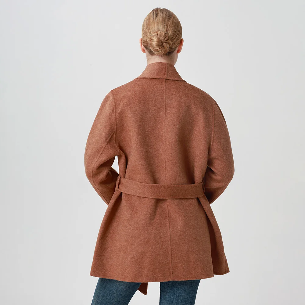 Hot Selling Mid Long Winter Women Overcoat Loose Trench Jacket Solid Casual  Wool Coat With Belt
