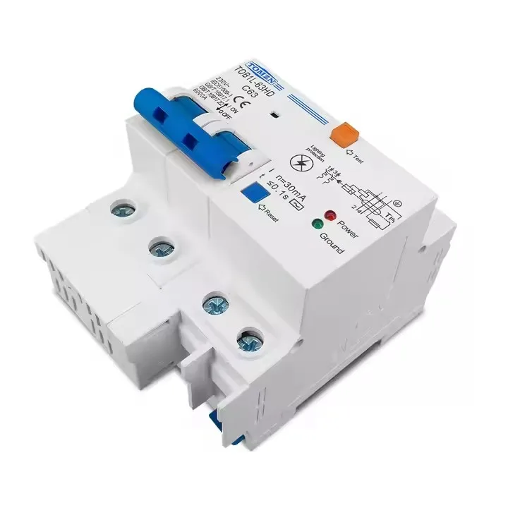 TOB1L-63HD выключатель TOMZN RCBO 16A 20A 25A 32A 40A 50A 63A 230V с молниеносной защитой и от перенапряжения