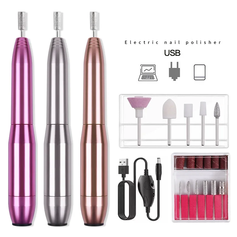 Mini Portable Strong Nail Polisher Grinder Sander Pedicure Manicure Nail Art Tools Kit Electric Nail Drill Machine