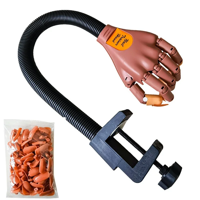 July Flexible Nail Art Practice Hand Bendable Nail Practice Hands Training kit with Tips Mannequin Hand for Nails