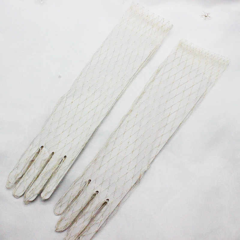 G9842M7 wedding gloves bridal glove tulle lace glove