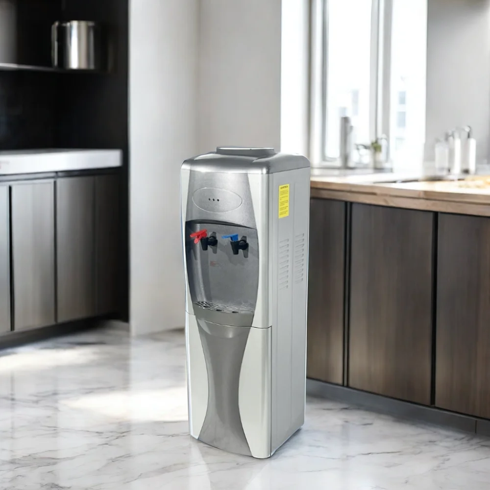 Hot Plastic Water Dispenser for Home or Office Use Filters and Cools Old Water for Household Application