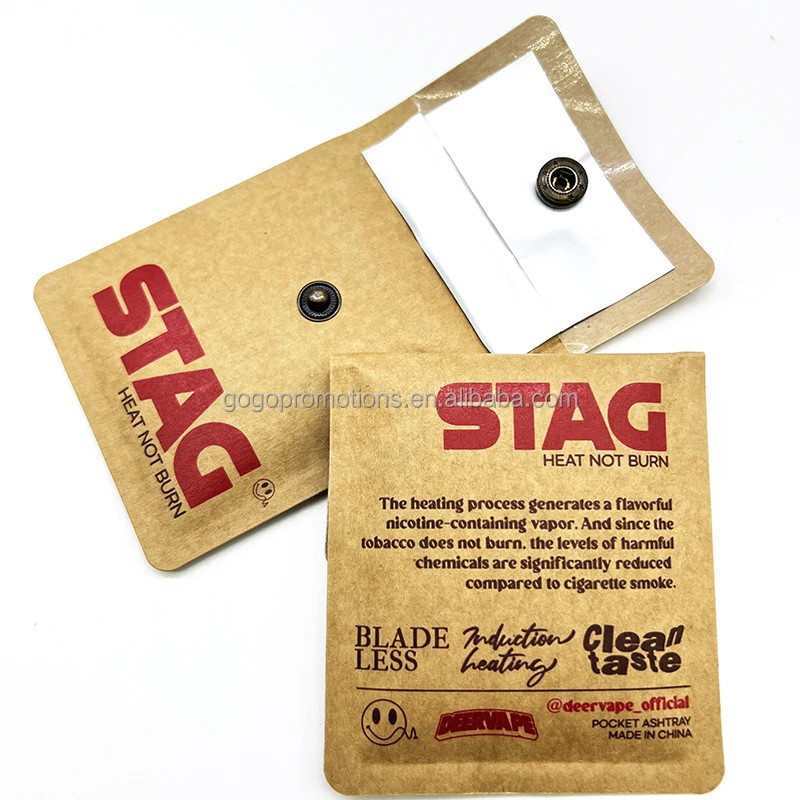 Customized Eco Friendly Recycled Kraft Paper Portable Ashtray Pocket