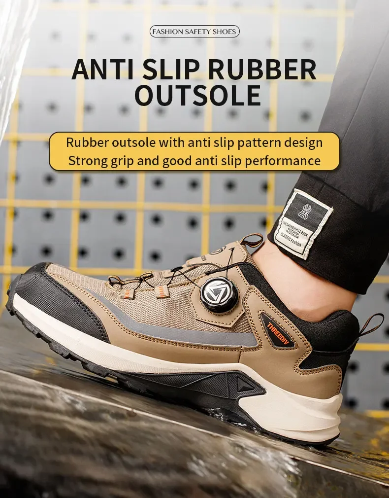 ROTATING BUTTON Labor protection shoes steel toes puncture resistant steel toe caps lightweight breathable and safe work shoes