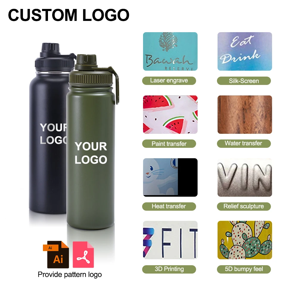 Portable 32oz 64oz Water Jug Insulated Stainless Steel Water Bottle Vacuum Flask Drink Sport GYM Water Bottle