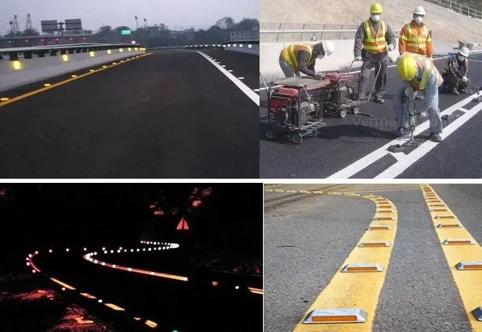 solar road stud light Raised Pavement marker traffic safety reflective cast cat eye solar road studs