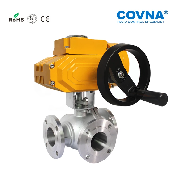 COVNA Electric Actuator Valve Flange End IP68 Explosion Proof 24V 2 Way 3Way 5 Inch Motorized Ball Valve