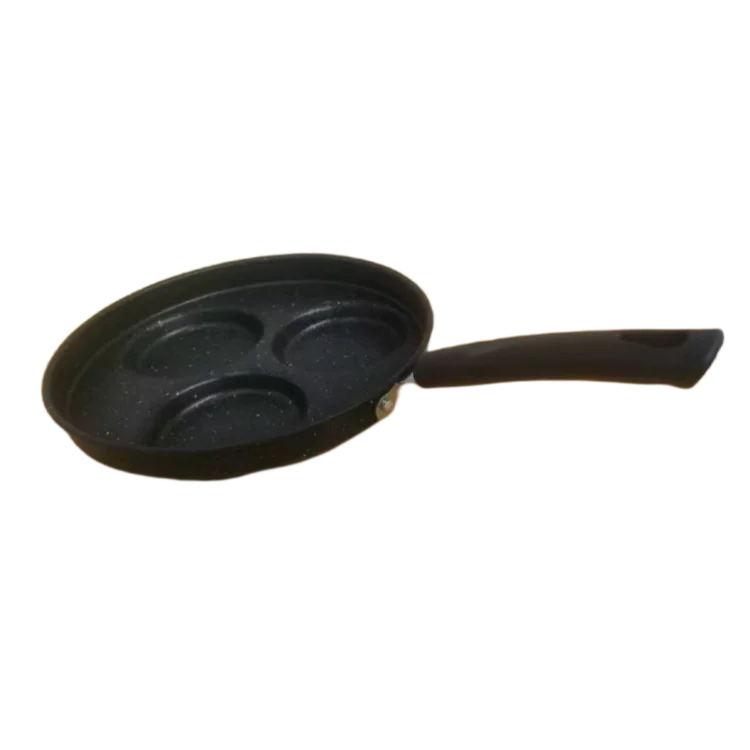 Hot Sell Fried Eggs Stainless Steel Insulated Handle Maifan Stone Material Three-Hole Frying Pan