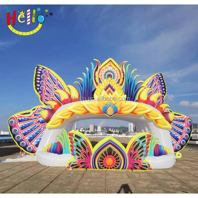 12m 16m custom large size inflatable dj booth stage cover concerts butterfly inflatable stage blow up dj club