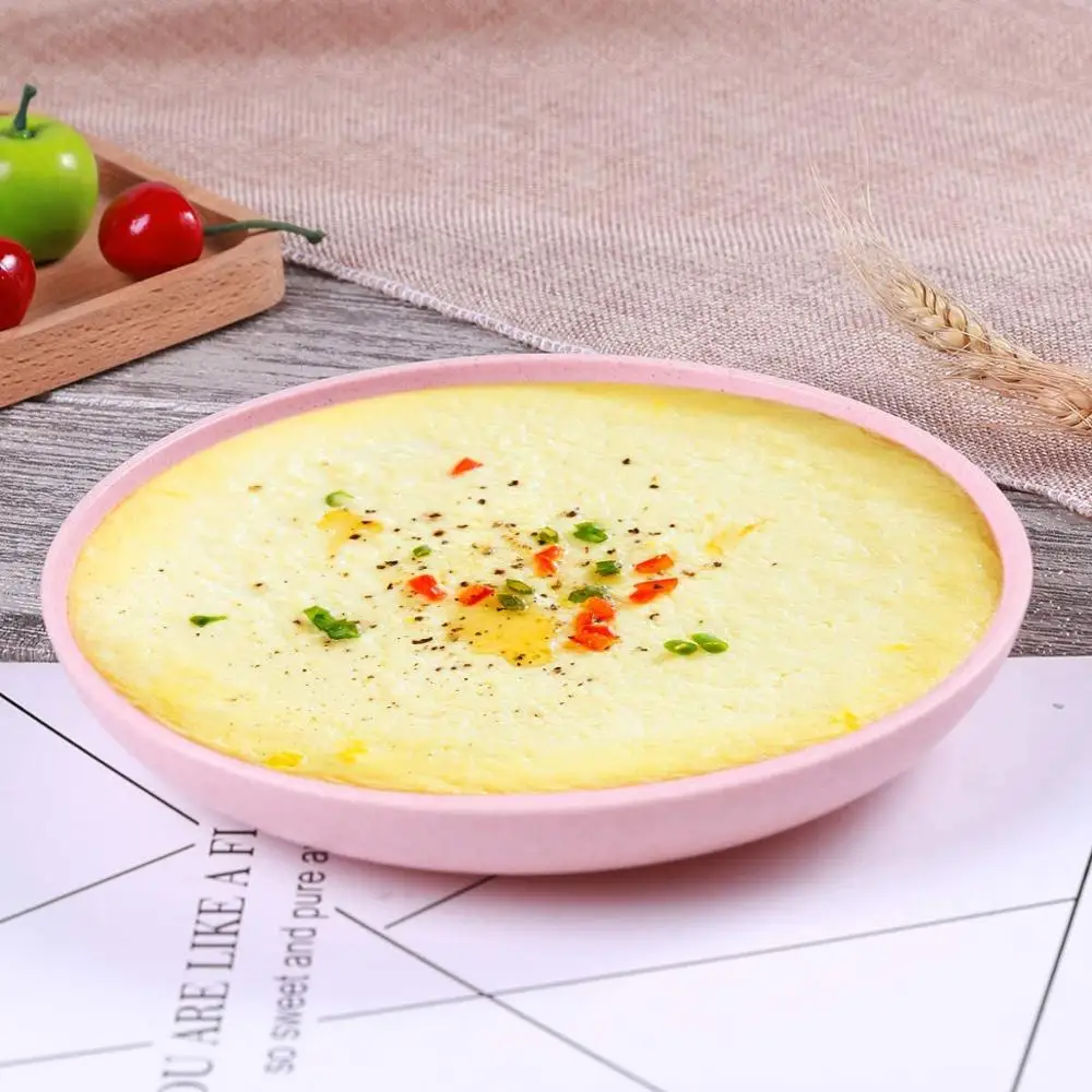 
Biodegradable Wheat Tableware Reusable Round Wheat Straw Plates Food Grade 