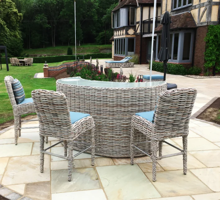 Green all weather cheap wicker outdoor modern wine bar furniture