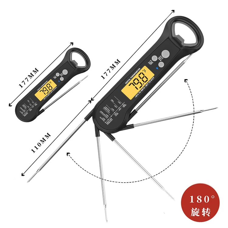 Digital Waterproof Meat Thermometer Instant Read Kitchen Grilling Cooking Food Thermometer with Bottle Cap Opener for BBQ