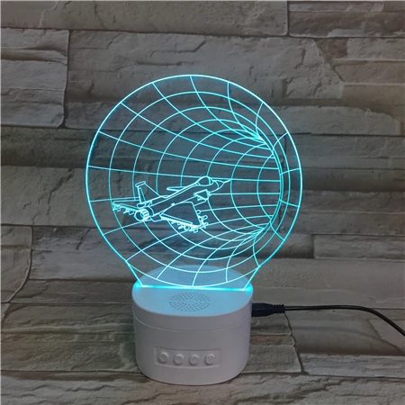 
Cool Personalized Gift Battery Operated Nightlight Portable Wireless Speaker 3D Space Fighter Night Light Lamp 