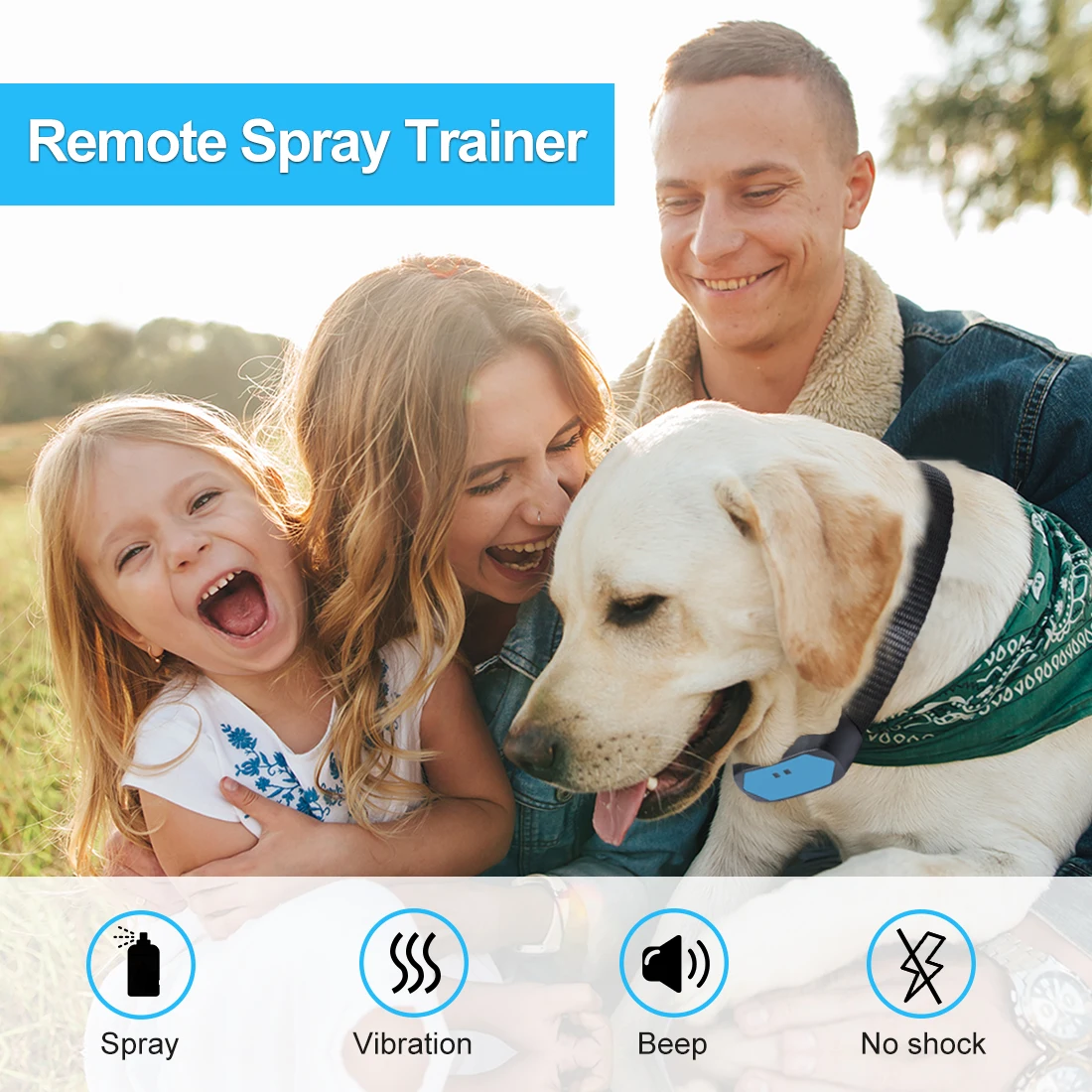 Amazon 2021 pet products anti-barking remote dog bark collar spray dog training collars waterproof rechargeable tone vibration