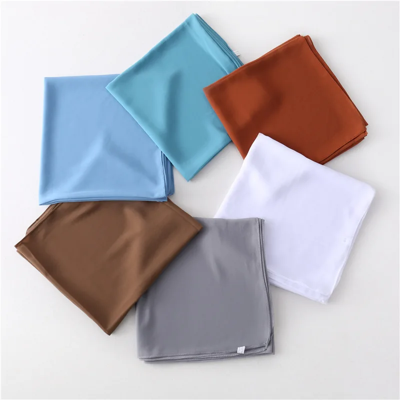  Explosive Pure Color Pearl Chiffon Malay Square Scarf 110*110 2021 new Bubble Headscarf Big