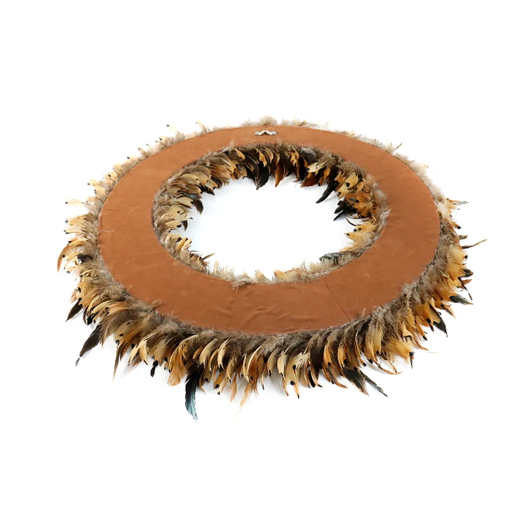 Wholesale Rock Rooster Pheasant Feather Jewelry Accessories Headdress Black And White Rattan Christmas Wreath