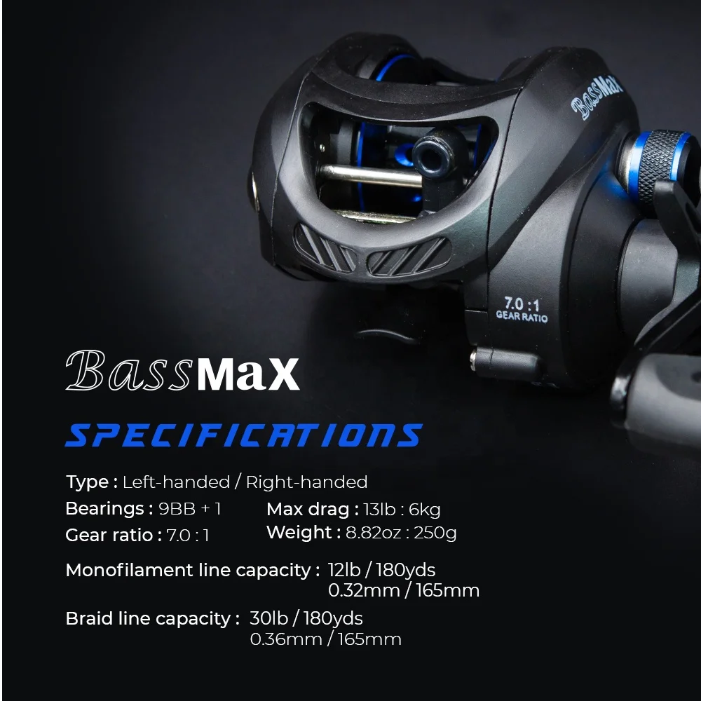 
9+1BB Baitcasting Reels With High Speed 7.0:1 Bandit Bassmax Carbon Drag 8KG Casting Fishing Reel 