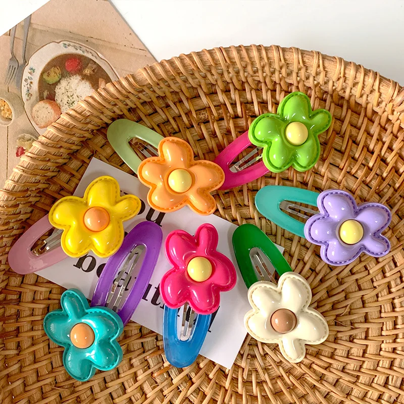 Wholesale Flower Hairpins Candy Color Flower Polymer Clay Cute Hairpins For Fashion Girl