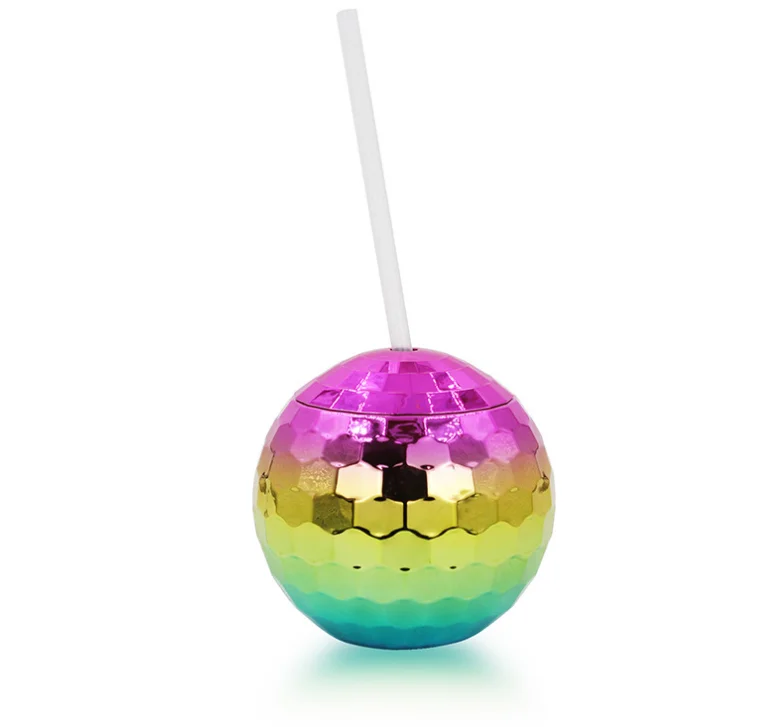 Hot Sale 19 Oz Disco Ball Tumbler Cups 1970s Disco Flash Ball Cocktail Cup Sparkly Glitter Disco Bar Party Wine Drinking Tea