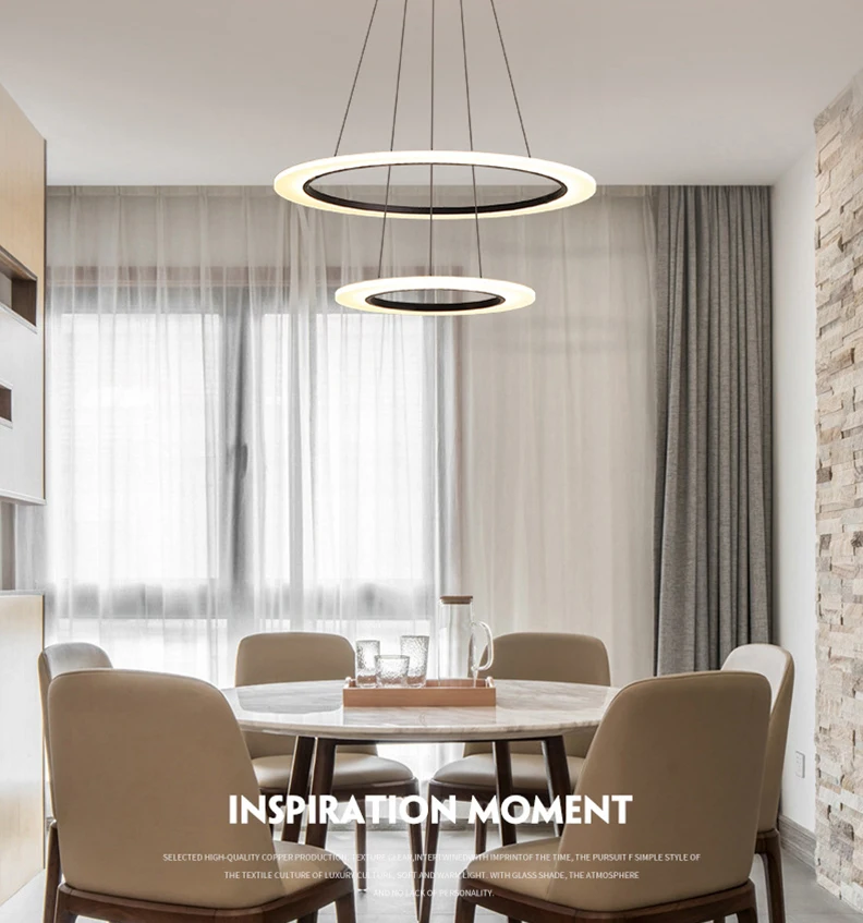 Acrylic Round modern Luxury Home decoration Rings LED Ceiling Pendant Lights for dining room