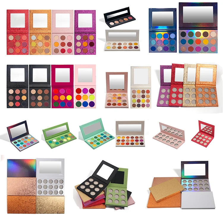 No Logo Luxury Acrylic Pressed Glitter Eyeshadow Palette DIY Cute Glitter Makeup Palette Private Label