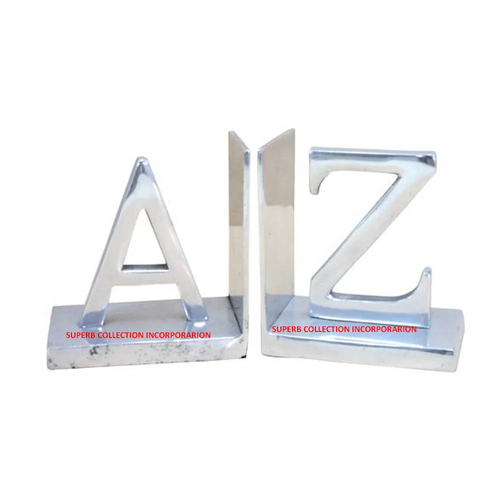 New Design A Z Design Silver Custom Metal Bookends For Selling and High Quality For Office and Library
