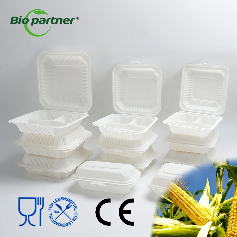 Biodegradable Corn Starch Takeaway Container Take Away Food Packaging Lunch Box Togo Plastic Boxes Restaurant
