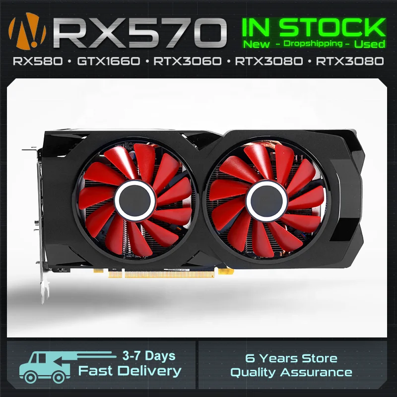 Newo In Stock 100% New Original Graphics Cards RX 580 8GB Video Card 256Bit GDDR5 RX 5700xt 570 6600xt 6800xt RX 6600 580
