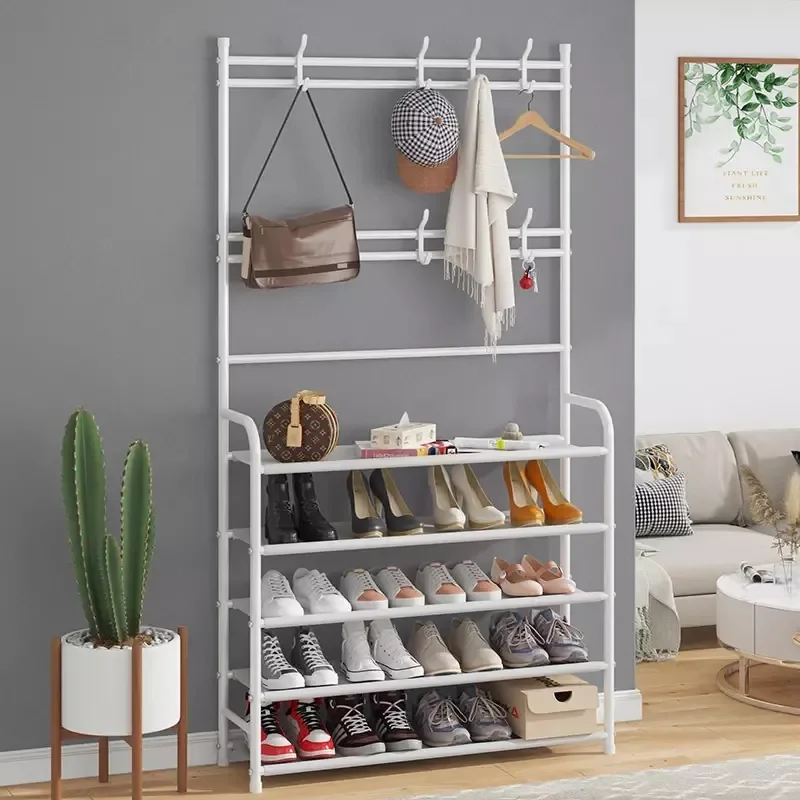 Display shoe rack 5 layers modern entryway furniture shoe hanging storage stands shelf with cloth hangers
