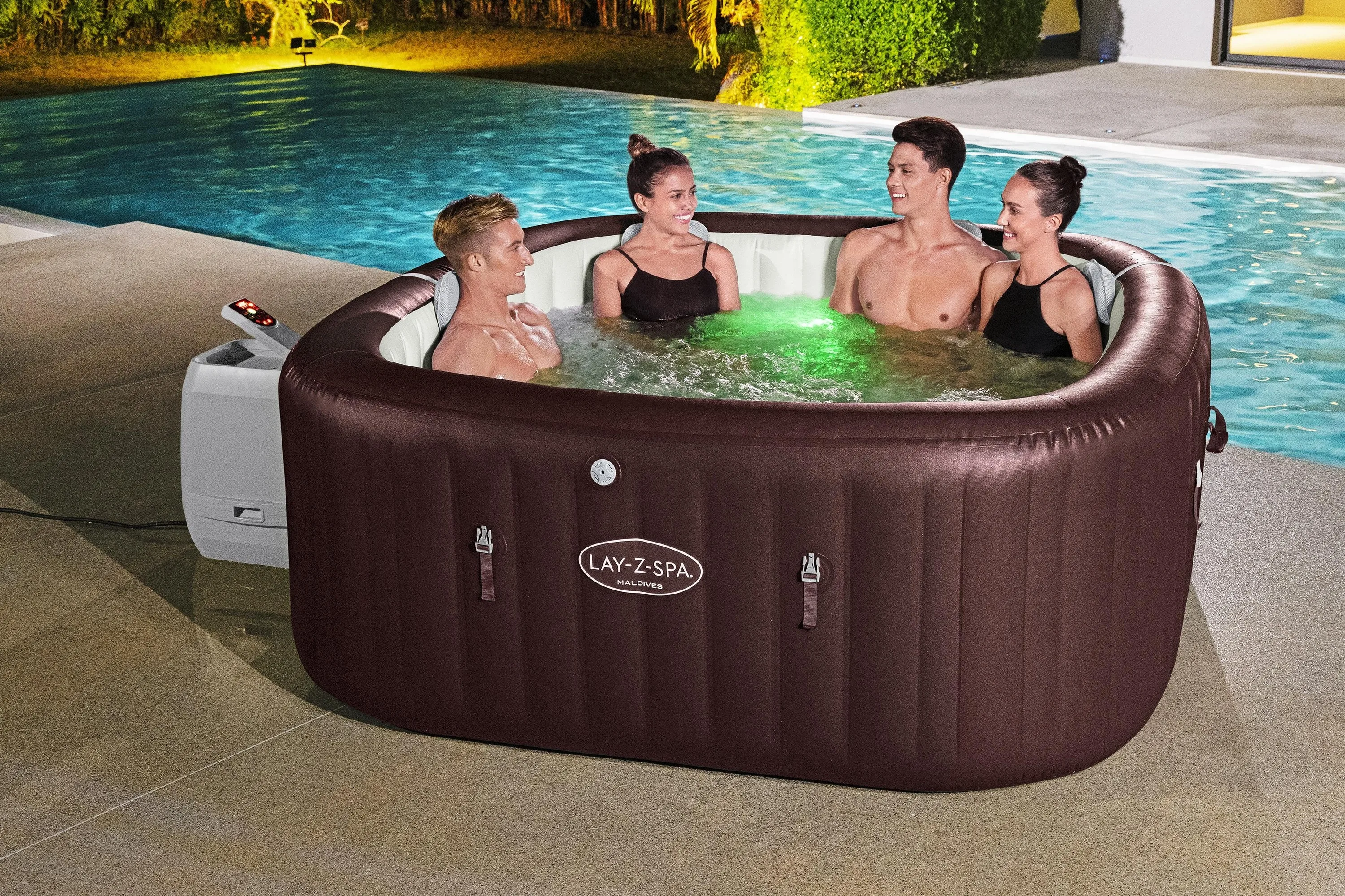 BESTWAY 6001U Lay-Z-Spa Maldives Energy-Efficient Smart Inflatable Hot Tub with App Control 5-7 person
