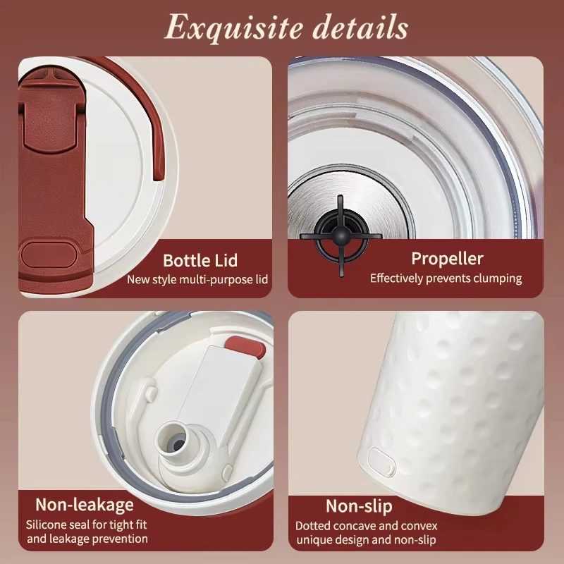 BPA Free Food Grade Contact Multiple Drinking Options Bottle Three Color Coffce/milkshake /Electric Shaker Bottles for Protein