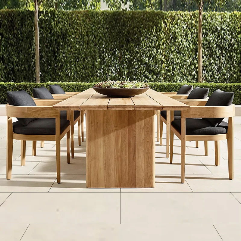 Modern hot sale outdoor solid teak wood furniture garden patio hotel dining table and chairs