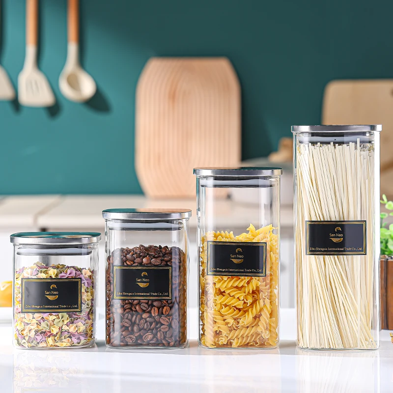 Excellent Quality Glass Spaghetti Candy Biscuit Storage Containers Glass Storage Jars 1.5l