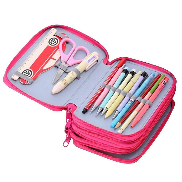 Hot sells art pen storage bag custom multifunction pen storage pencil case 72 slot