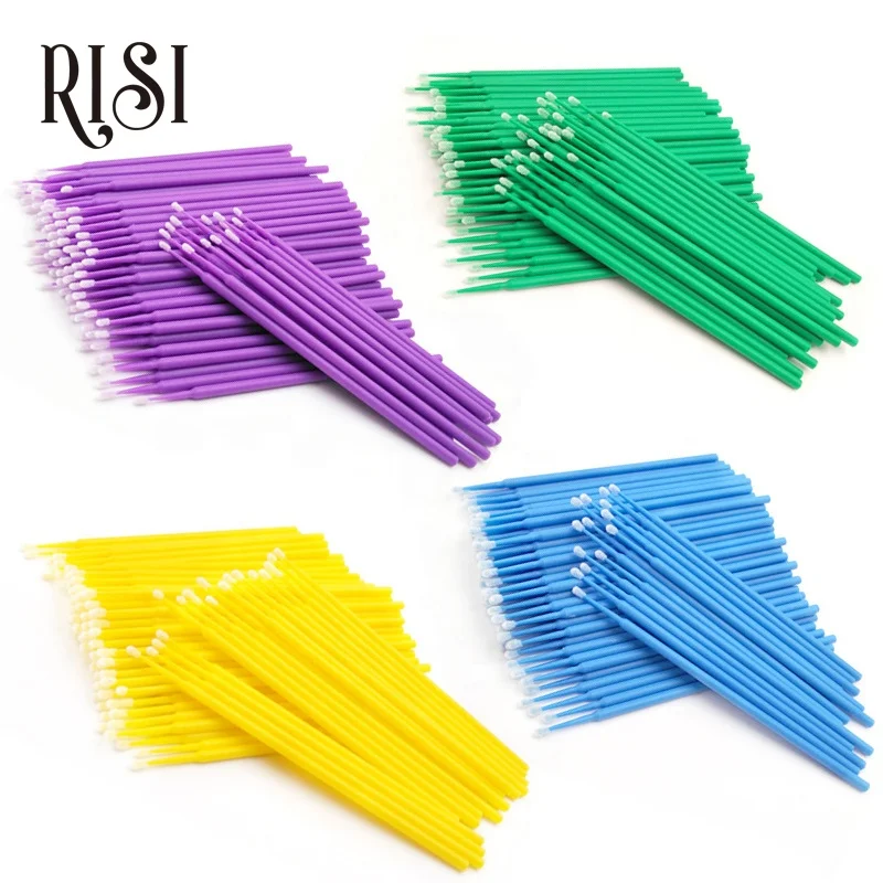 RISI Disposable Micro Applicators Colorful Micro Cotton Swab Micro Brush Cleaning Swab Makeup Tools Eyelash Extension Applicator