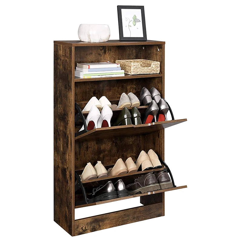 Furniture Wood 600 mm Black Small Slim Slip Down Multi Shoes Display  Racks  Shelf Closed Shoe Rack  Cabinet for Enter