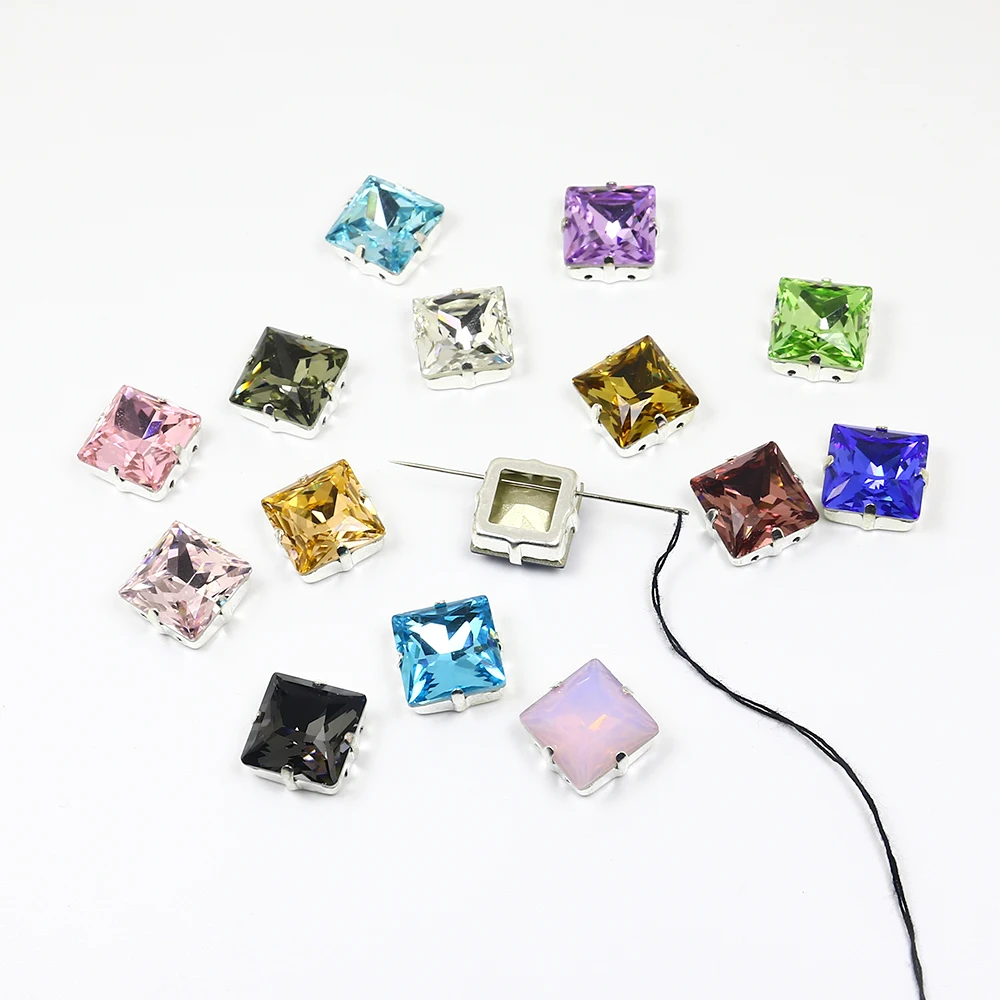 DZ-3009 Square Shape Fancy Stone Point Back Crystal Stone Mix Color Glass Rhinestone  For Jewelry Accessories