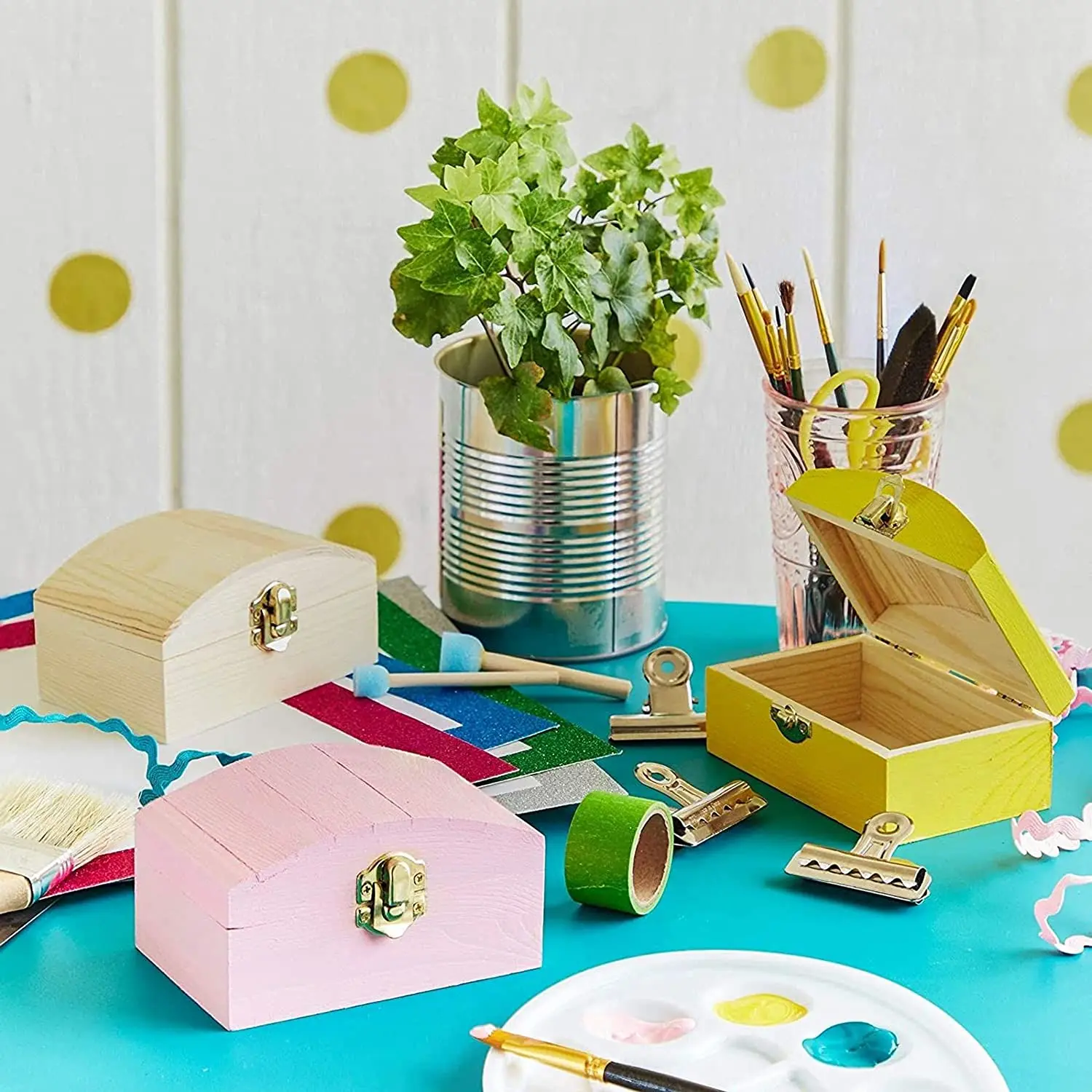 Unfinished Wooden Pine Box DIY Craft Jewelry Box with Locking Clasp