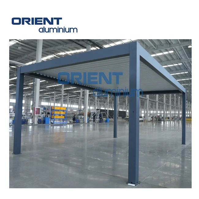 Modern waterproof outdoor pergola patio bioclimatic 3x3m 3x4m motorized Louver aluminum pergola meta
