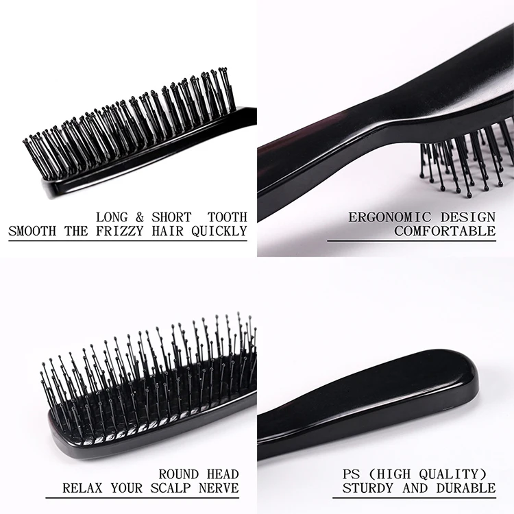 Gentle Touch Detangler Hair Brush - Scalp Brush / Grooming Brush Stimulates Hair Growth with Dual-Length Soft Nylon Bristles for