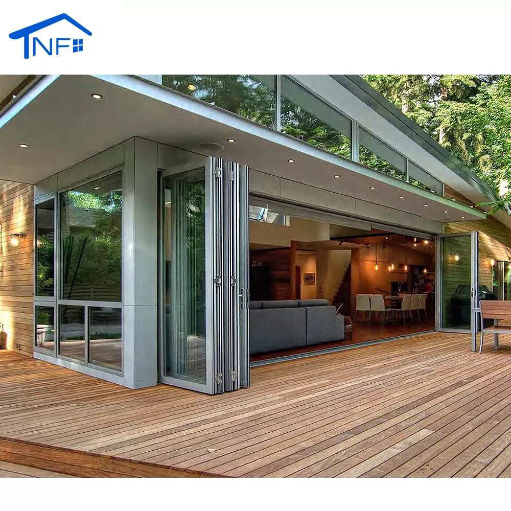 NFRC Certification aluminium bi-fold doors villa patio aluminum glass folding door