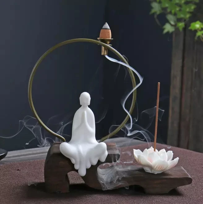 Wholesale Exquisite Ceramic Waterfall Incense Burner Luxury Buddha Backflow Zen Incense Holder