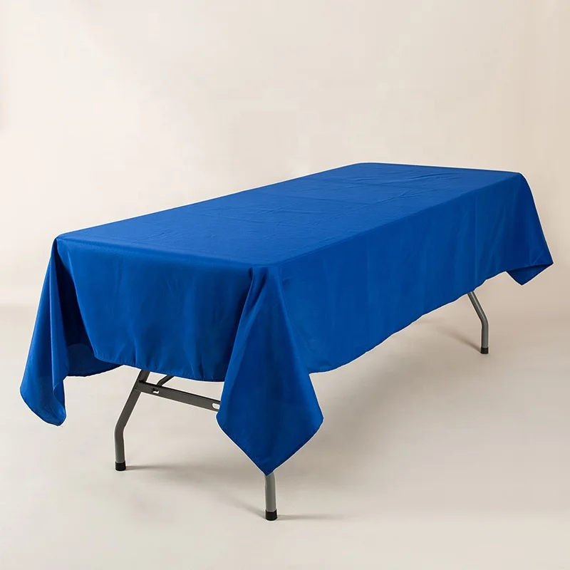 Solid color simple plain  royal blueweave rectangle table cloth for home or party or appointment