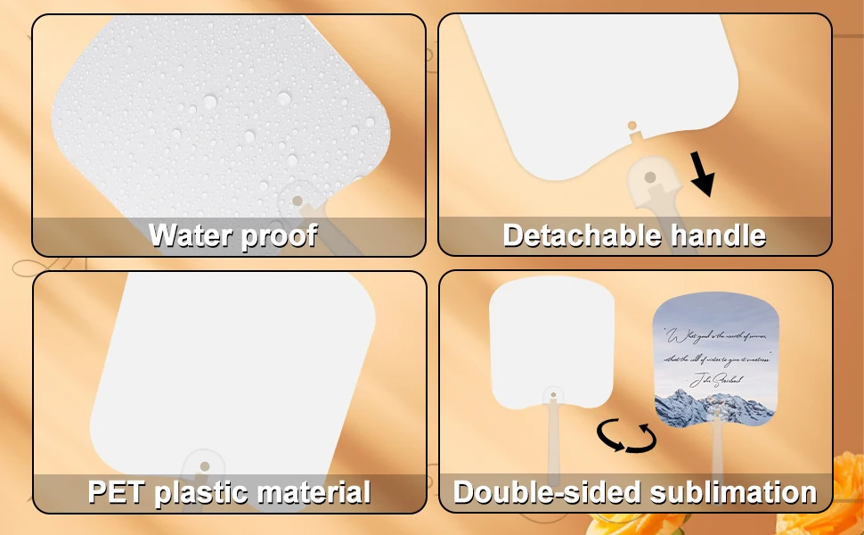 Customized Double Side Printing Advertising Plastic Fan Sublimation Blank Plastic Hand Fans