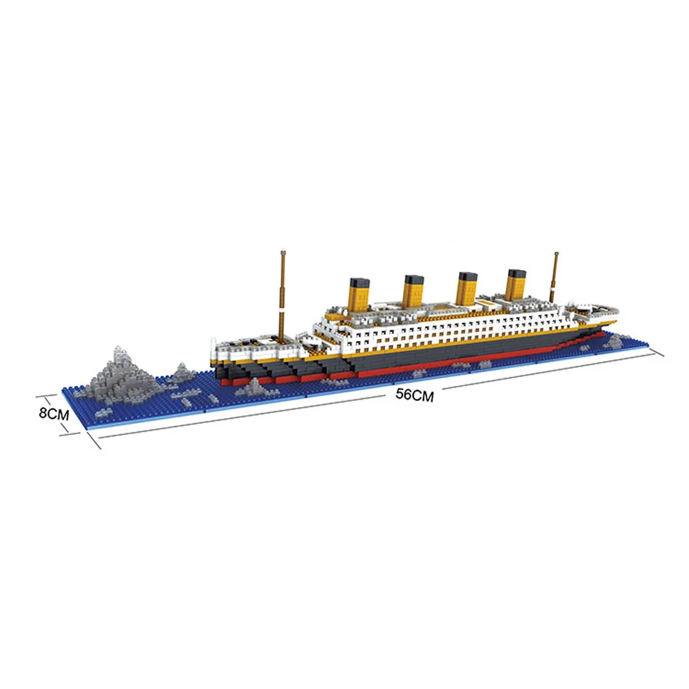 3D Titanic Model Ship Micro Diamond Plastic Building Blocks DIY Toys 1860pcs Mini Bricks Education Toy