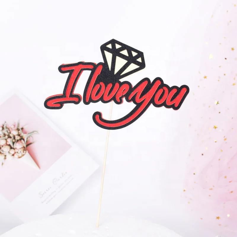 
2021 New Product Wholesale Paper Only Beautiful Love Cake Topper Custom Happy Birthday Cake Topper 