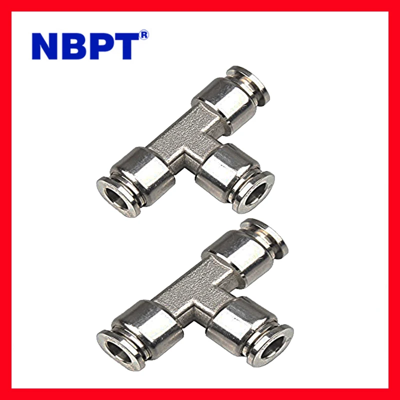 4mm/6mm/8mm/10mm/12mm/16mm 3 Way Tee T Shape Stainless Steel Tube Fittings Stainless Steel T Type Pneumatic Pipe Fittings