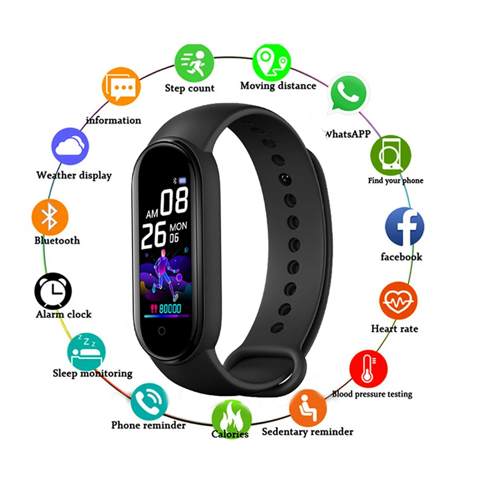 M5 Band 5 Fitness Tracker M6 Band 6 Heart Rate Blood Pressure Band Fitness Tracker Smart Bracelet M4 M5 smart watch